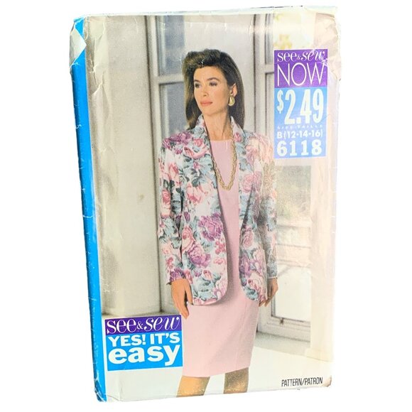 Butterick Misses Dress Jacket Sewing Pattern Sz 12-16 6118 - Uncut - Picture 1 of 4